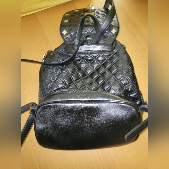 MCM Black Quilted Backpack w gold tone hardware - Picture 14 of 16